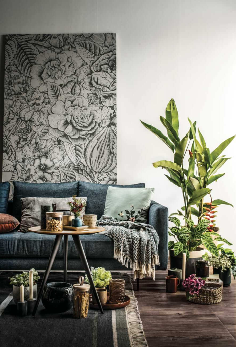Styled living room setting featuring HINLIM furniture